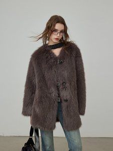 Abrigo de Piel Sintética Peluda de Moda para <span class=keywords><strong>Mujer</strong></span>, Chaqueta Gruesa y Cálida de Invierno, Elegante Abrigo de <span class=keywords><strong>Pelo</strong></span> Largo con Cuello Redondo, Prenda Exterior de Piel Artificial Esponjosa - Product Image 1