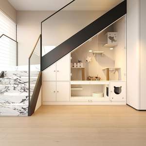 Vetrina per Gatti Personalizzata Ecologica, Villa per Gatti in Legno Massello, Ampio Spazio, Gabbia in Vetro per Gatti, Gabbia per Allevamento di Lusso con Pulsante - Product Image 6