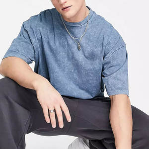 Camisetas de Algodón Grueso para Hombre, Lavado Ácido, Estilo Urbano, Vintage, Lavado a la Piedra, Personalizadas con Logotipo al por Mayor - Product Image 3