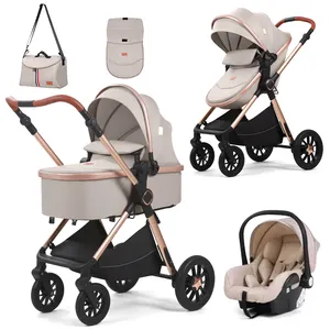 Coches Para Bebes รถเข็นเด็กหรูหรา 4 ใน 1 Kinderwagen รถเข็นเด็กทารกแบบพับได้ 3 ใน 1 พร้อมคาร์ซีท