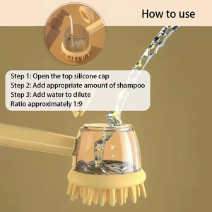 Nouvelle brosse de bain pour <span class=keywords><strong>animaux</strong></span> de compagnie avec distributeur de liquide, manche long, poils en silicone doux, massage, nettoyage en profondeur, mousse, brosse de toilettage pour chiens et chats - Product Image 3