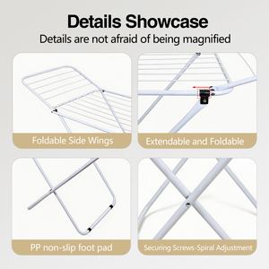 Séchoir à linge pliable personnalisable en fer et PP, écologique, moderne, portable, multifonctionnel, sur pied - Product Image 3