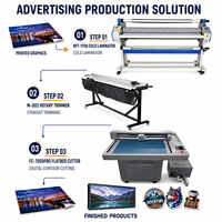 Solution Complète de Finition Publicitaire : Laminateur à Froid 1700mm, Découpeuse Rotative, et Traceur Numérique à Plat pour Panneaux et Autocollants
