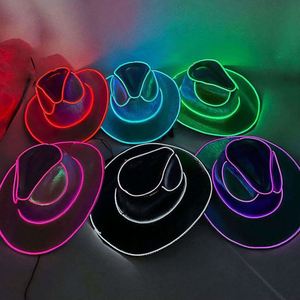 Chapeau de cowboy/cowgirl lumineux LED personnalisé et coloré pour adulte, style western, chapeau de fête LED, chapeaux de cowgirl colorés en gros - Product Image 3