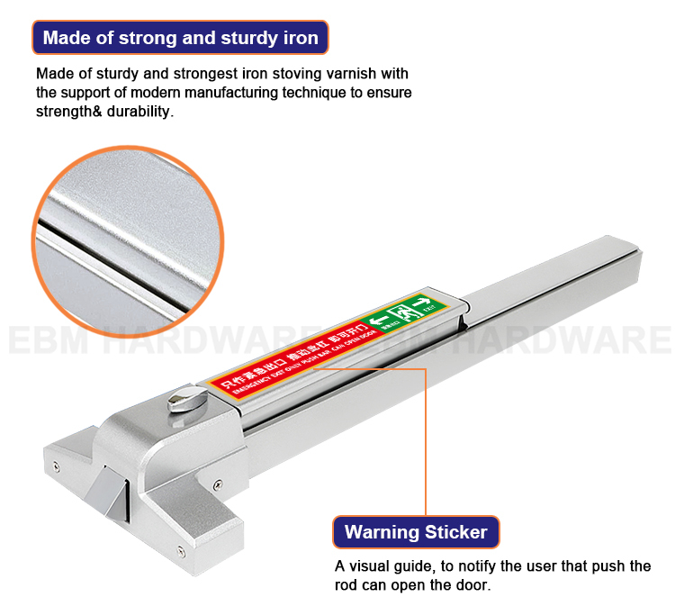 Emergency Hardware Panic Door Lock, Single Leaf Door Panic Exit Device, 800mm Push Panic bar Lock Set for Fire Door · image 5