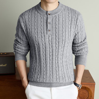 Cardigan Jacquard Homme en Polyester Acrylique Nylon 570g, Très Épais, Manches Longues, Chaud et Élégant pour l'Automne et l'Hiver