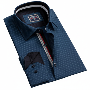 Camisa de Vestir Formal Casual Azul Marino de Alta Calidad para Hombre, 100% Algodón, Temporada de Primavera - Product Image 2