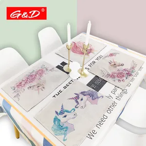 G & D 직사각형 미국 유니콘 Placemats 컵 부엌 그릇 테이블 매트