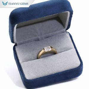 Tianyu 7x5mm Radiant Cut D VVS Moissanite Diamond Solid Gold 10K 14K 18K Compromiso Boda Bandas para hombres - Product Image 2