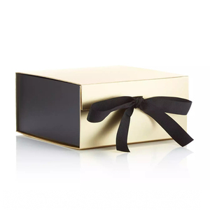 Cajas de Regalo rígidas y plegables magnéticas con Logo personalizado, caja de regalo con cierre de cinta, color dorado metálico - Product Image 5