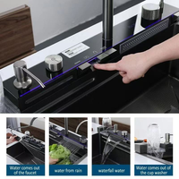 Évier de cuisine moderne en acier inoxydable à cascade, multifonction intelligent, à cuve unique, pour usage domestique et commercial