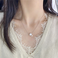 Collar Minimalista de Perlas Cultivadas de Agua Dulce, Cadena de Plata con Perlas Móviles, Talla Universal, Joyería para Niñas, Venta al Por Mayor