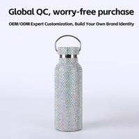304 acier inoxydable isolé tasse à main grande capacité Portable extérieur Pot à la mode diamant incrusté classique inclus-vente en gros