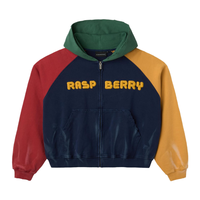 Sweat à capuche vintage personnalisé avec broderie 3D et patchwork, coupe ample et oversize, en molleton bouclette délavé au soleil et à l'acide