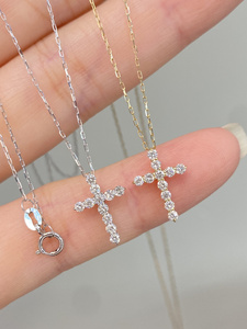 เครื่องประดับซินฟลาย จี้รูปไม้กางเขนประดับเพชร 0.30 กะรัต ทองคำแท้ 18K AU750 เครื่องประดับหรูหรา - Product Image 5