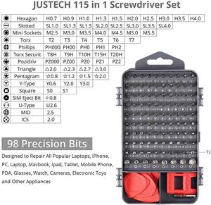 TOOLJOY Set Obeng profesional 115 dalam 1, Kit peralatan perbaikan magnetik untuk ponsel/Tablet/Laptop/komputer/ponsel DIY - Product Image 4