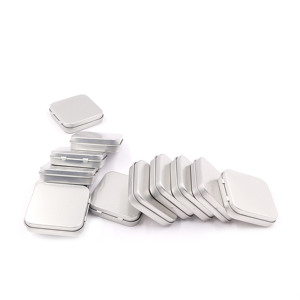 65x65x15mmH đồng bằng hộp thiếc cho công cụ hoặc bao bì mỹ phẩm tái chế kim loại vuông với logo dập nổi nắp bản lề tùy chọn - Product Image 6