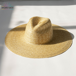 Shinehats 2024 OEM personalizado estilo Panamá ala ancha trigo fino hecho a mano de alta calidad mujeres playa sombreros de paja sol verano <span class=keywords><strong>Sombrero</strong></span> - Product Image 3