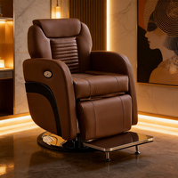 Fauteuil de Barbier Électrique de Luxe Réglable et Pivotant pour Salon de Coiffure, Chaise de Lavage Hydraulique Inclinable