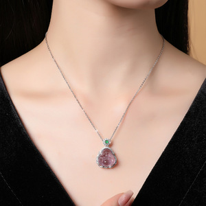 Collier bouddha en argent sterling 925 avec améthyste naturelle translucide de qualité supérieure pour femme, fabriqué avec soin pour les marchés minoritaires - Product Image 4