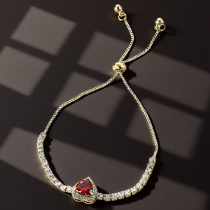 Hochzeit Herz Diamant Mode Kette & Link Armbänder Vergoldet Kupfer Tennis Verstellbar Kostbares Armband Frauen Mädchen Schmuck - Product Image 4