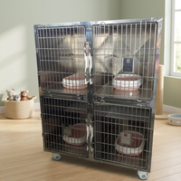 Cage vétérinaire modulaire 4 unités en acier inoxydable 304 pour animaux de compagnie (chiens, chats) – Idéale pour cliniques vétérinaires et hôpitaux pour animaux