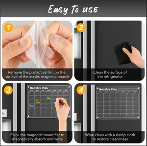 Juego de 4 Pizarras Magnéticas <span class=keywords><strong>para</strong></span> Refrigerador, <span class=keywords><strong>Pizarra</strong></span> Blanca de Borrado en Seco, <span class=keywords><strong>Pizarra</strong></span> Magnética de Acrílico Transparente - Product Image 6