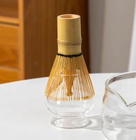 Kit de Cérémonie du Matcha Professionnel avec Logo Personnalisé, comprenant un Fouet en Céramique Transparente, un Bec Verseur et un Grand Chawan de 550 ml en Bambou