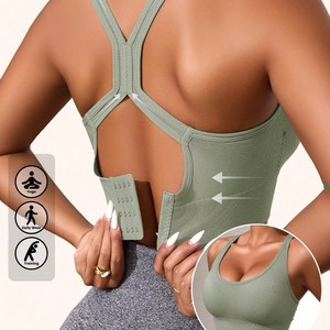 <span class=keywords><strong>Sujetador</strong></span> deportivo ajustable a prueba de golpes con gancho trasero con soporte recogido, hermoso diseño de <span class=keywords><strong>espalda</strong></span>, parte superior de entrenamiento sin <span class=keywords><strong>espalda</strong></span> - Product Image 2