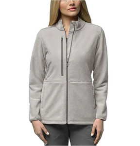 Blouson médical en polaire gris à fermeture éclair intégrale pour femme, col montant, uniforme, vêtement d'extérieur, fabrication sur mesure OEM ODM - Product Image 1