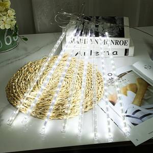 Luces de lluvia de meteoritos de <span class=keywords><strong>cascada</strong></span> de 30CM, luces de lluvia que caen al aire libre RGB con energía Solar para fiesta de jardín de Navidad - Product Image 3