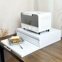 Organisateur de comptoir de cuisine intelligent en acier blanc, support pour micro-ondes avec étagère coulissante