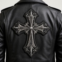 Patch thermocollant 3D réfléchissant en tissu chenille brodé de fleurs et de croix gothiques personnalisées pour sacs de sport