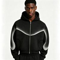 Sweat à capuche zippé unisexe surdimensionné en patchwork streetwear, coupe décontractée, épais, en molleton pour l'hiver