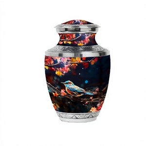 Belle urne funéraire oiseau moineau pour cendres humaines adultes urne funéraire décorative en aluminium avec sac en velours gratuit - Product Image 1