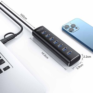 Rshtech USB HUB 3.0 7 cổng nhôm USB 7 trong 1 HUB với Power 12V2A Adapter USB Hub cho <span class=keywords><strong>PC</strong></span> máy tính xách tay - Product Image 6