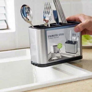 Organisateur de couverts en acier inoxydable multifonction moderne, porte-ustensiles en métal pour la cuisine, cuillère, fourchette, couteau - Product Image 4