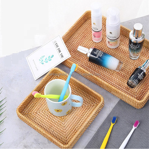 Wintop Eco-friendly Durable Rectangle Woven Rattan & Sheel Serving <b>Tray</b> & Decoration Storage Basket - Product Image 5