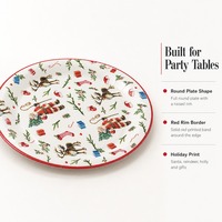 Assiettes en papier de Noël, imprimées pour les fêtes, jetables, rondes, pour la table de fête
