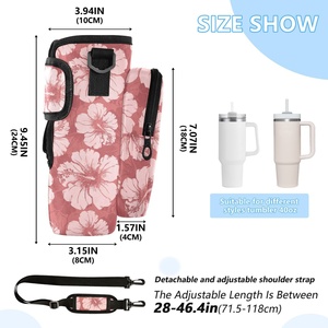 Bolsa Portabotellas de Agua Personalizada Hawaiana de 40 oz, Funda Deportiva para Vaso, Portavasos Portátil con Correa de Hombro Ajustable - Product Image 4