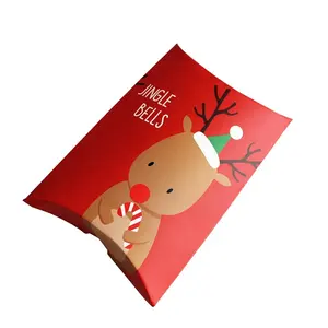 Commercio all'ingrosso di disegno di carta kraft contenitore di caramella di regalo di natale di imballaggio al cioccolato scatole su misura stampato gummies cuscino box