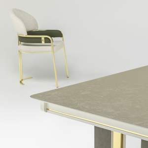 Silla de Comedor Safir de Acero Inoxidable de Lujo, Silla Moderna con Patas de Metal Tapizadas para el Hogar - Product Image 2