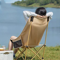 Chaise pliante à dossier haut, durable, portable, pour jardin, cuisine extérieure, salle à manger, pêche, camping