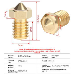 <span class=keywords><strong>Boquilla</strong></span> de clon CHT de alto flujo <span class=keywords><strong>E3D</strong></span> <span class=keywords><strong>V6</strong></span> Spray de tres ojos Filamento de 1,75mm para accesorios de impresora 3D Hotend - Product Image 4