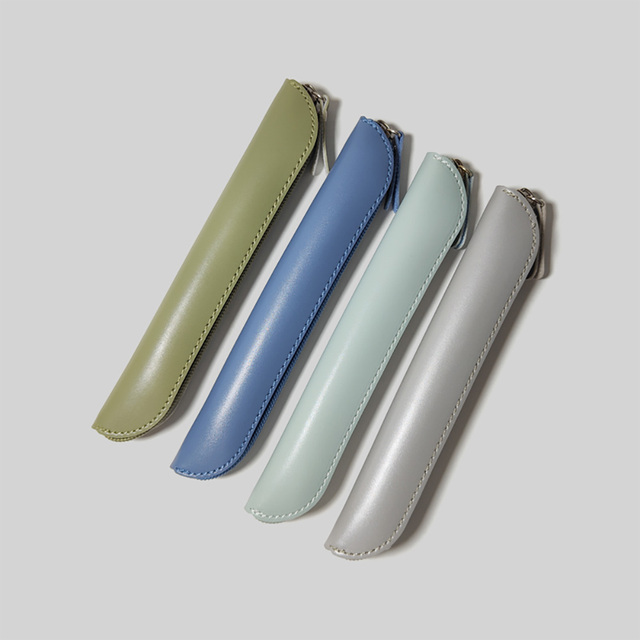 Japanese Solid Color Pu Pen Sleeve Pen Single Student High-value Pencil case Protective Sleeve Pen Sleeve Leather