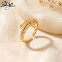 Bague en laiton motif serpent plaqué or 14 carats, anti-ternissement, double couche, réglable, unisexe, vente en gros, personnalisable Shiyi SY