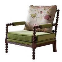 Fauteuil individuel rembourré en bois massif de style américain vintage, fauteuil lounge français du milieu du siècle, fauteuil à oreilles rembourré de duvet