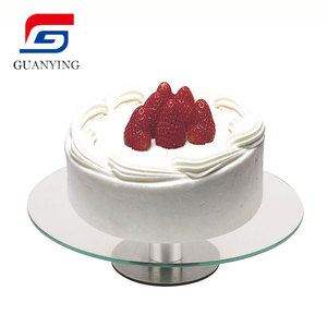 360度ステンレス鋼ベース丸いガラス回転食品サービング盛り合わせカップケーキスタンドケーキデザートスタンドケーキラック - Product Image 6