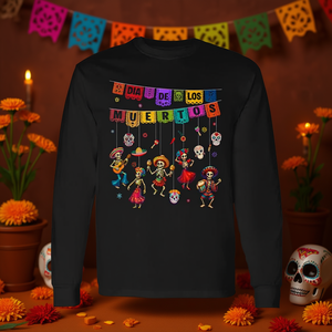 Camiseta de manga larga con diseño de Dia De Los Muertos Sugar Skull Dancing para mujer - Product Image 3