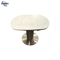 Table à manger transformable, extensible et pliable de style nordique JINRUISHENGDA avec plateau en pierre ovale pour petit appartement